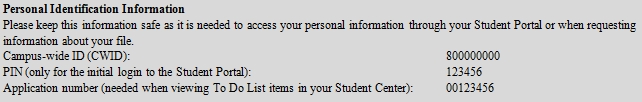 Personal Identification Info on Acknowledgement Letter
