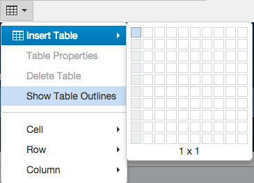 insert table options