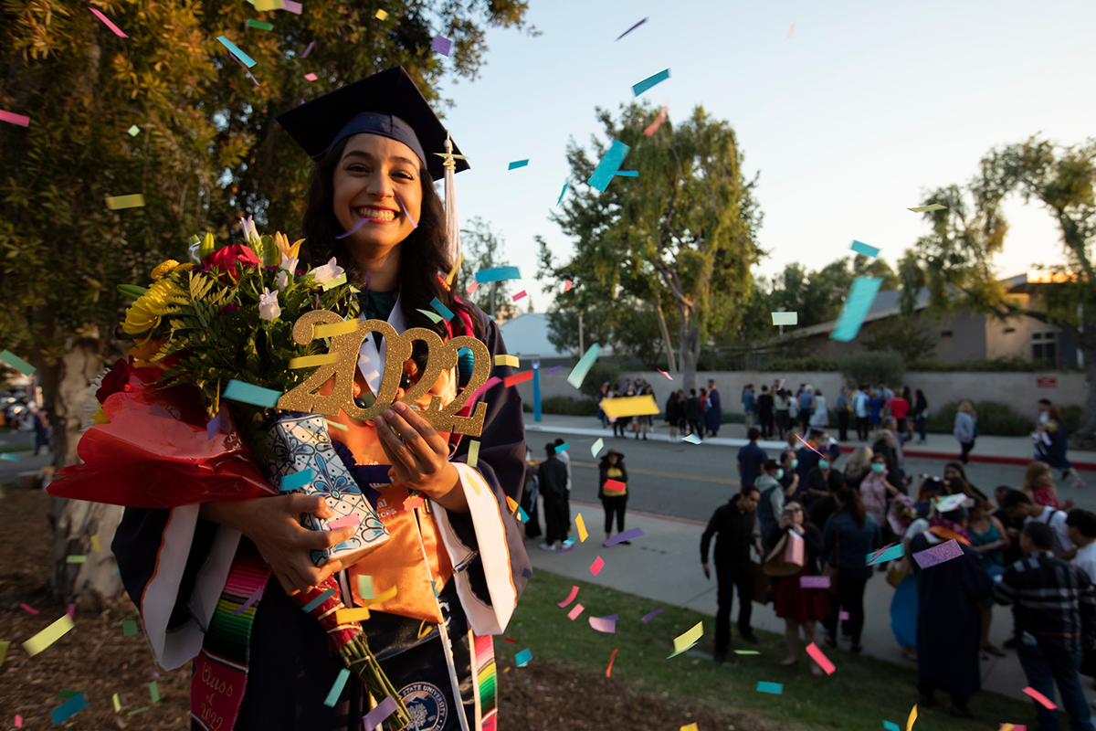 csuf graduate celebrates at commencement