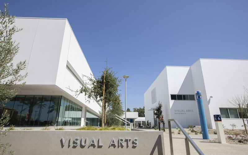 Modern buildings with landscaping