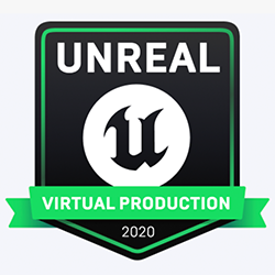 black badge reading 'VIRTUAL PRODUCTION'
