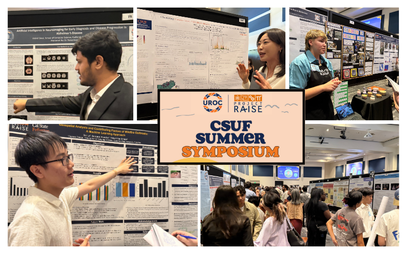 Students presenting work at a symposium.