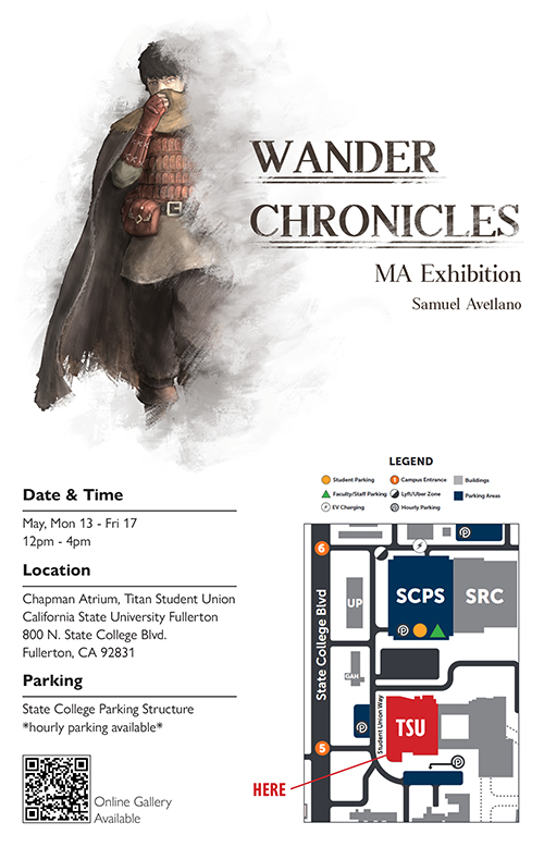 Cloaked figure with the words 'Wander Chronicles'