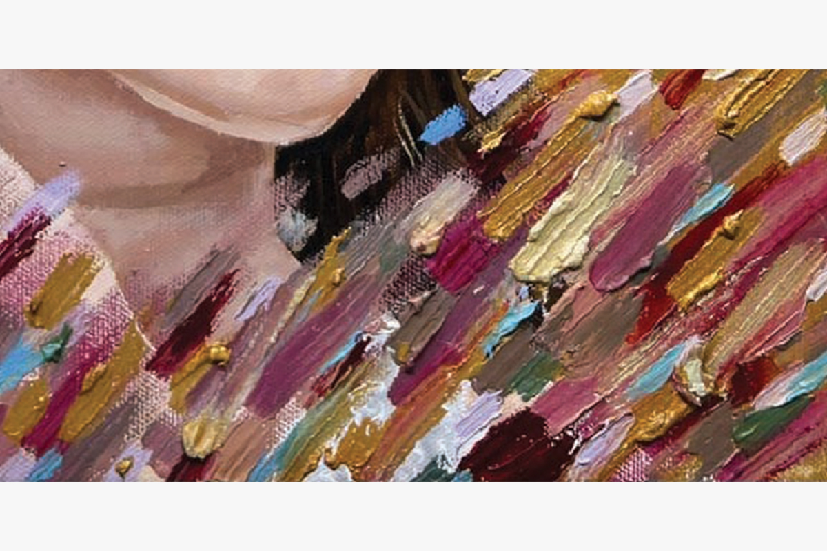 Neck and chin with impasto.