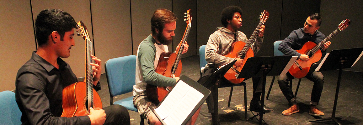 Classical Guitar students in rehearsal