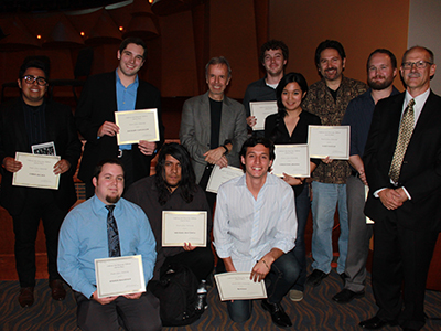 Prof.s Chuck Tumlinson and Bill Cunliffe with award recipients