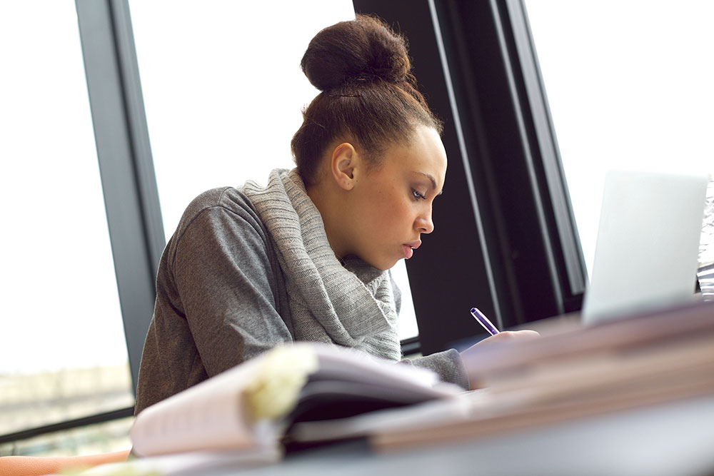 student studying
