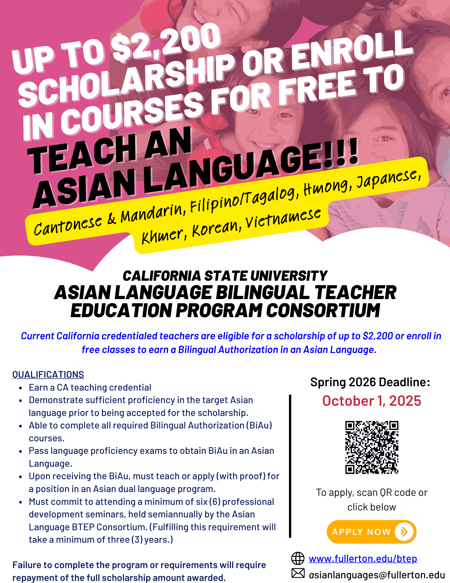 Spring 2026 BTEP Scholarship Flyer for Teachers only 