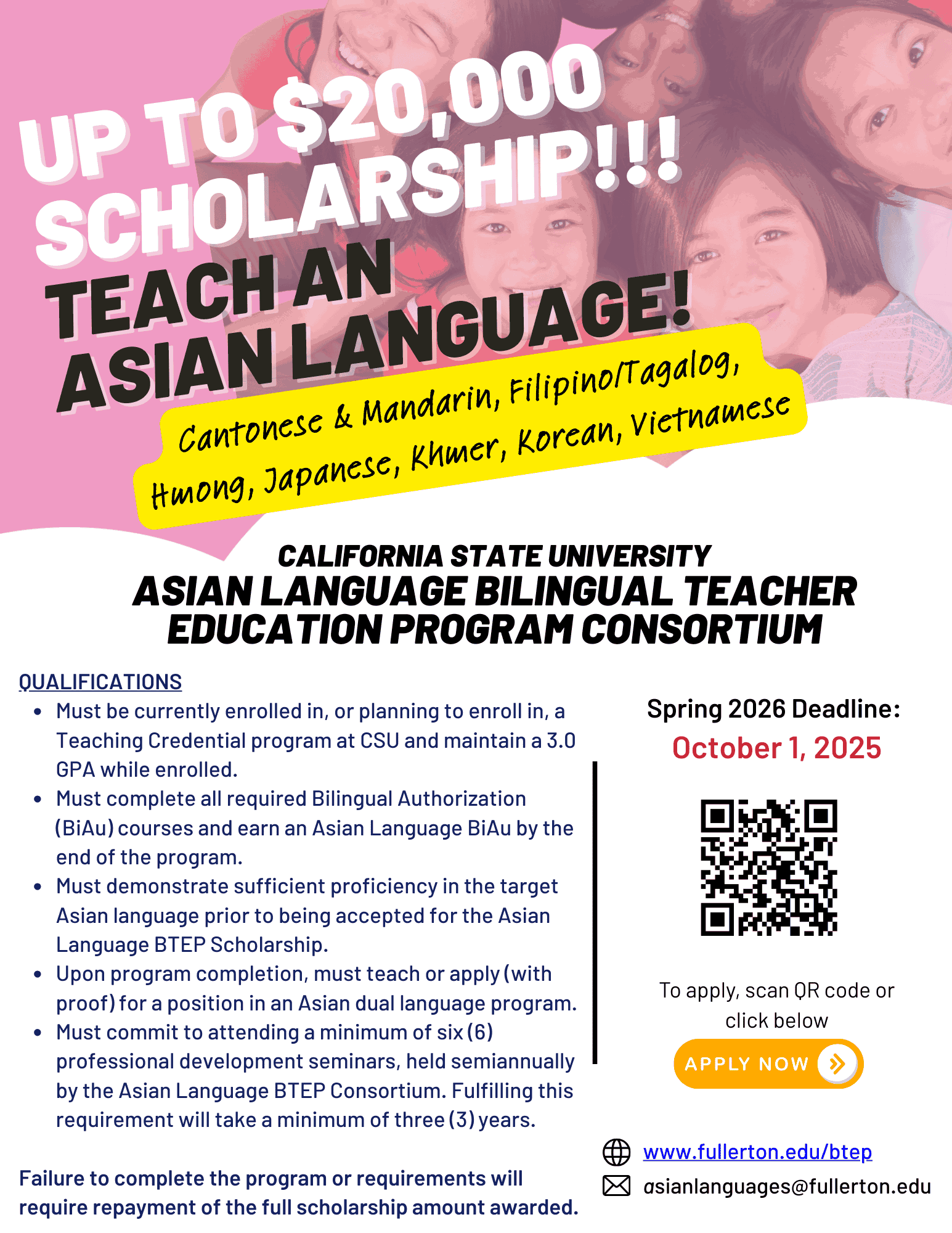 BTEP Scholarship Flyer for Spring 2026