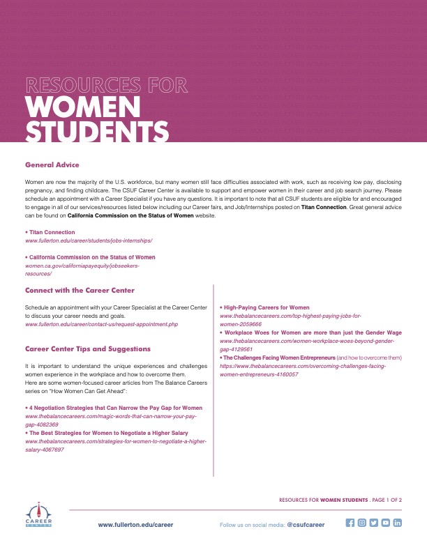 Women Student Resources