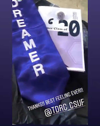 Sash and program from Virtual Dreamers Recognition Celebration
