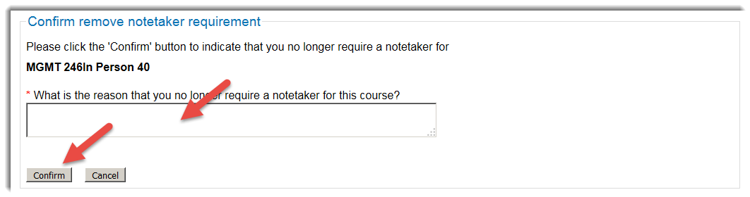 Confirm cancellation of a notetaker
