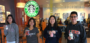 Students outside Starbucks