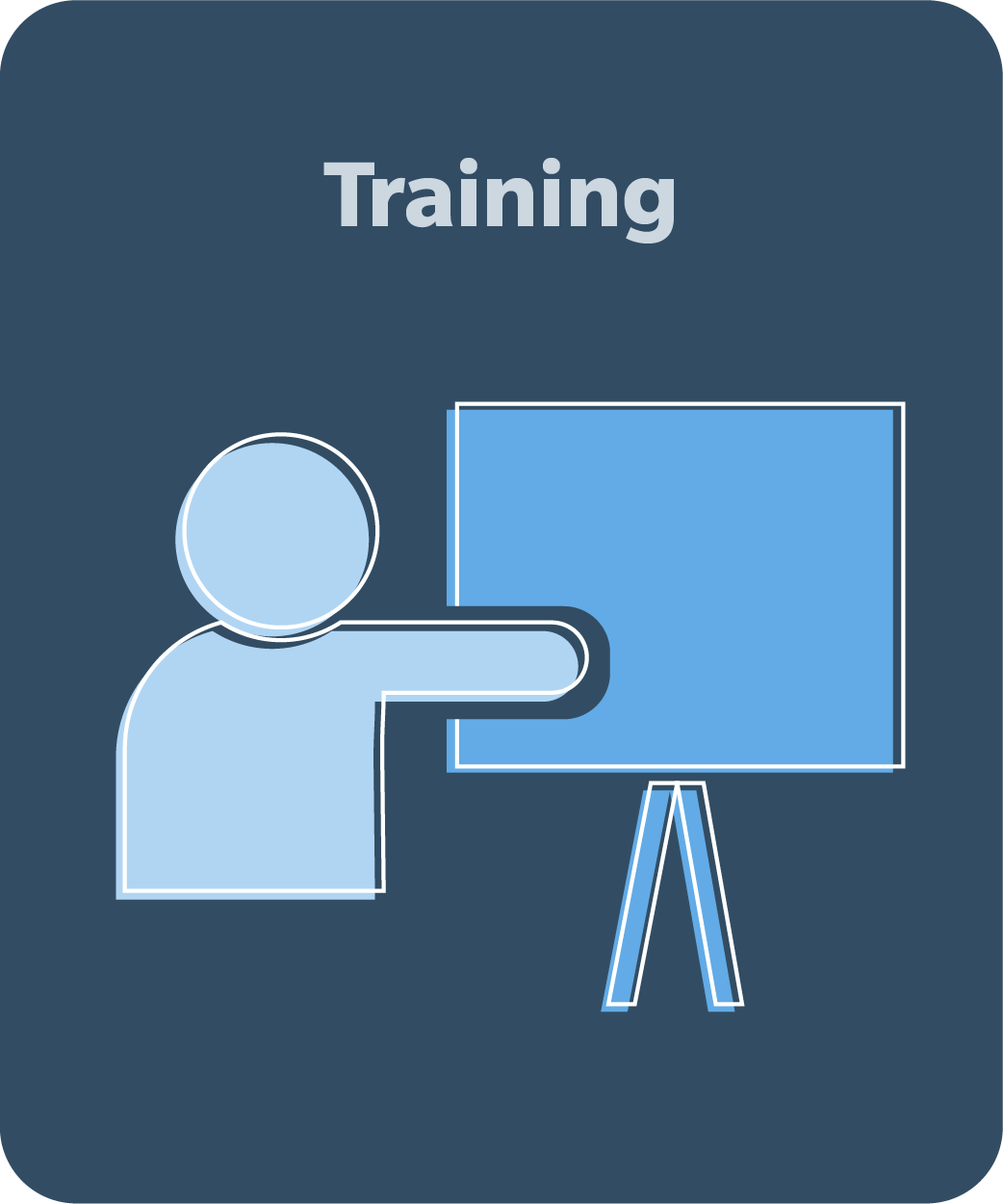 Training with an illustration of a person pointing to a board