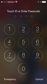 example screen of phone lock