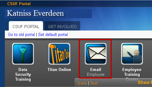New Portal with Email (Employee) icon highlighted