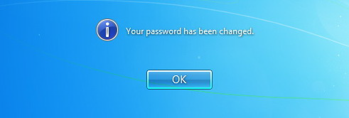 Password change successful screen