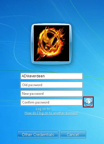 Enter new password screen with arrow button highlighted