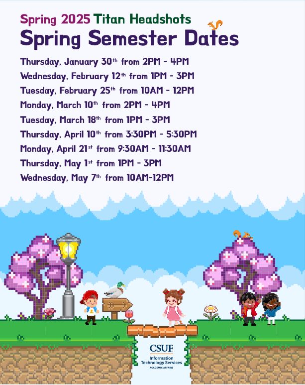 Sample headshot flyer showing spring 2025 dates