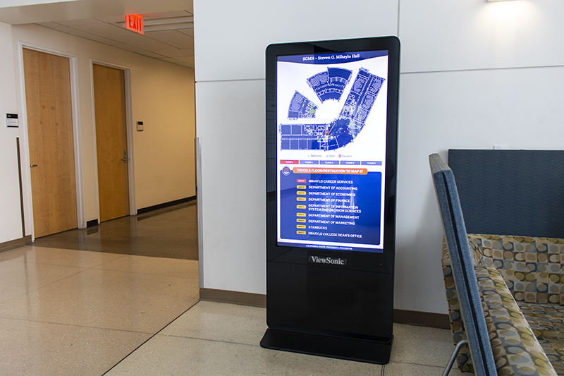 Wayfinding map tower machine.  Touch screen will provide map information