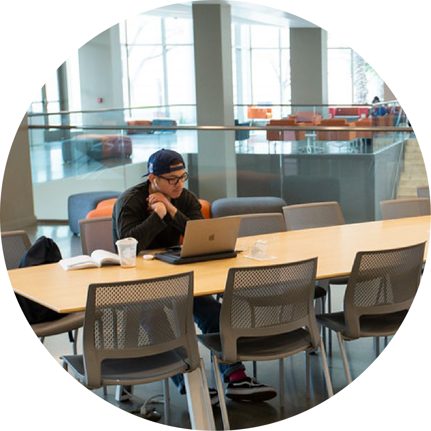 Student looks at his laptop while in TSU