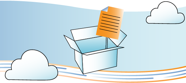 TechDay illustration of a document going into a box