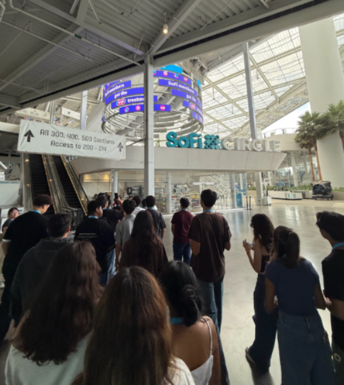 Students exploring SoFi Stadium
