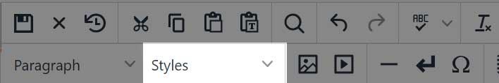styles dropdown is highlighted 