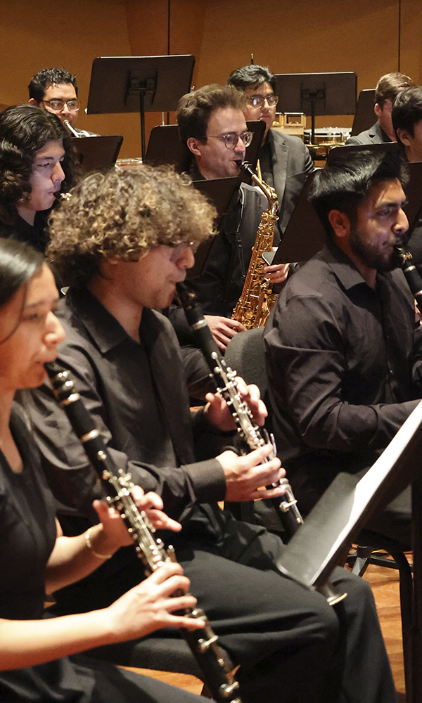 Wind instruments performing. 