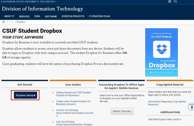 Cursor clicking Dropbox Setup