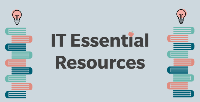 IT Essential Resources button with illustrated books