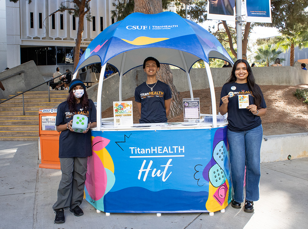 Students visiting the TitanHealth tent