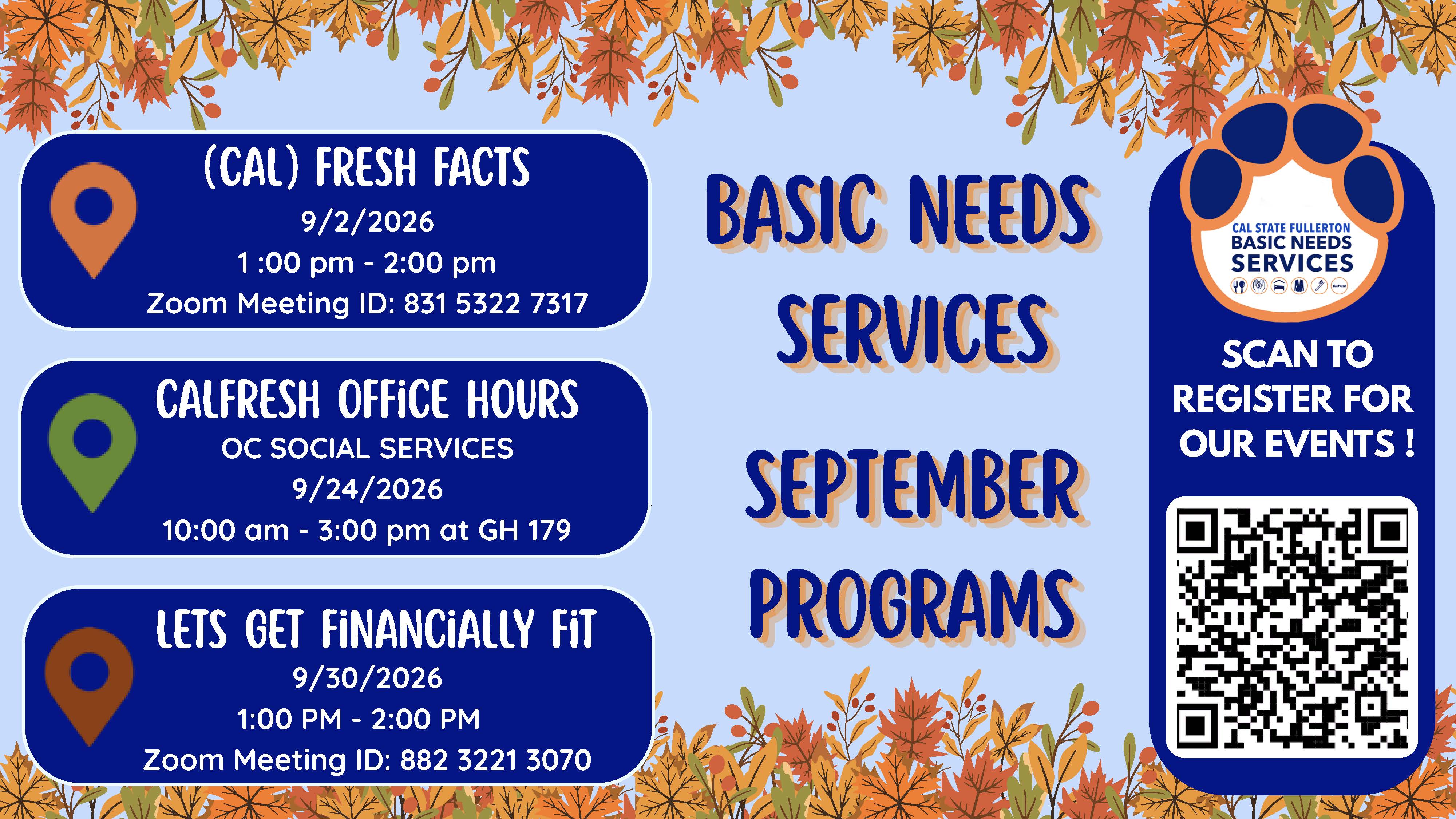 BASIC NEEDS SERVICES OFFERED