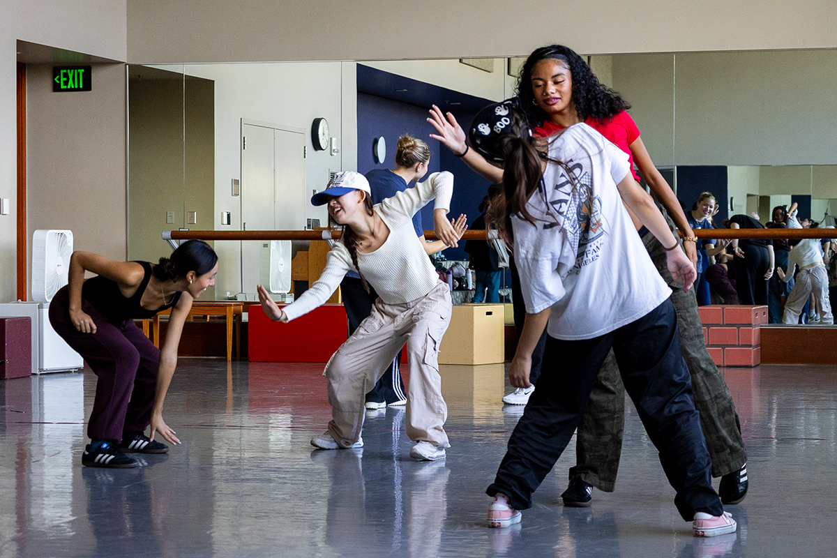Hip hop dancers in a dance studio.