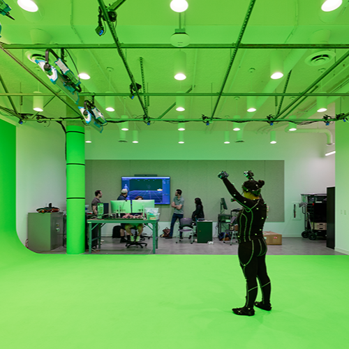 Motion capture studio with student