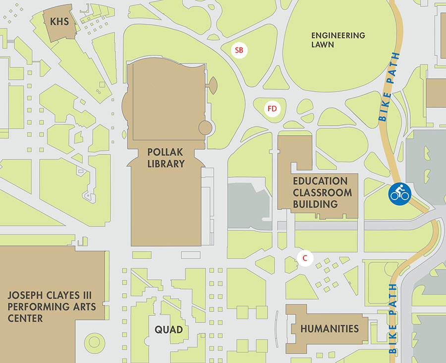 CSUF East campus locations of sculptures.
