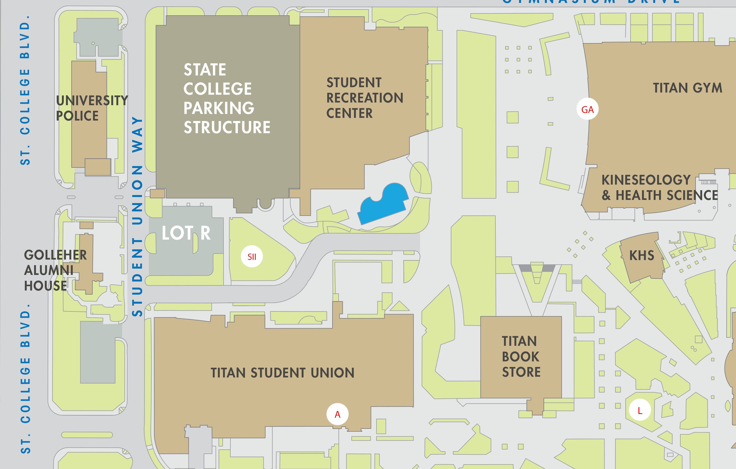 Map of North and Central campus locations of sculptures.