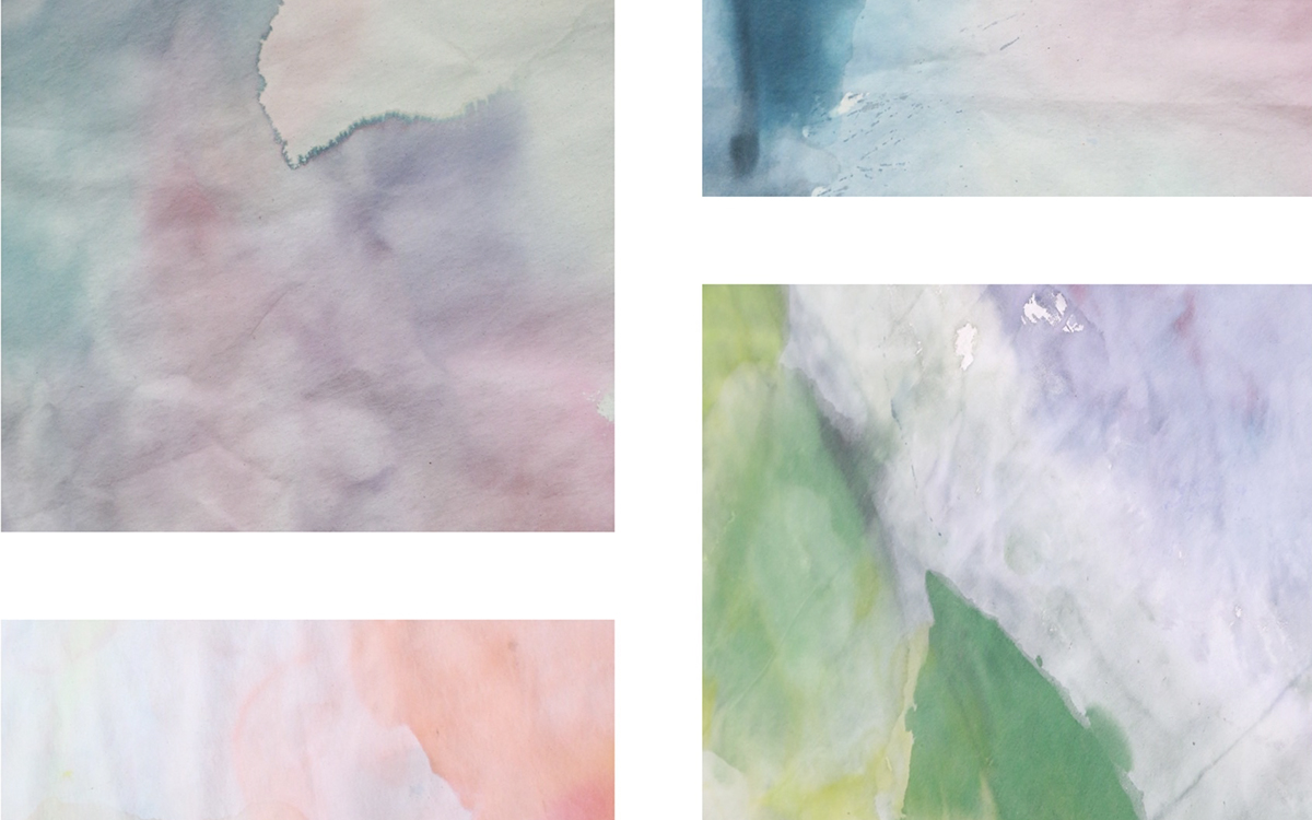 Four pastel colored watercolor rectangles.