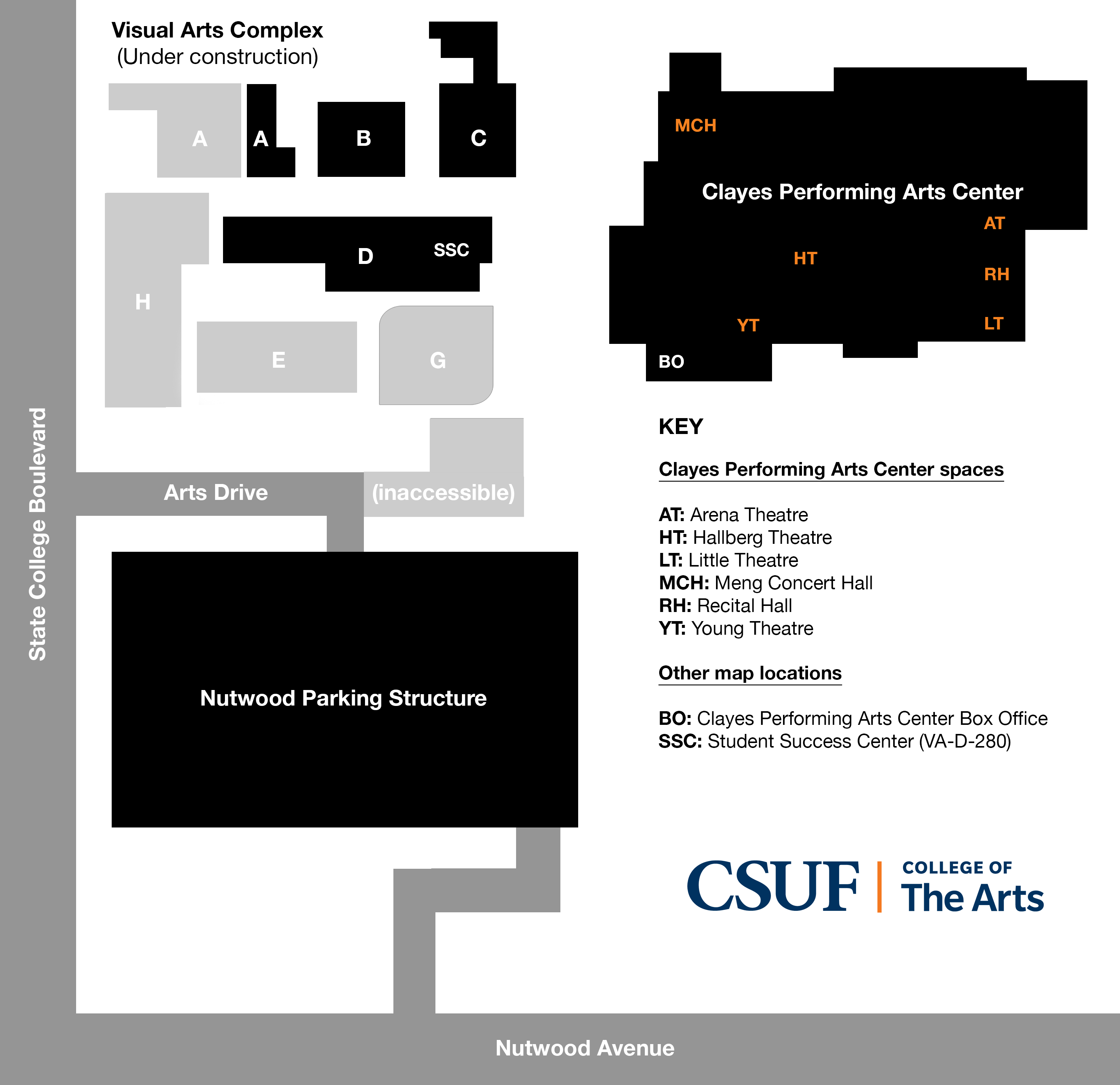 map of the college of the arts' campus
