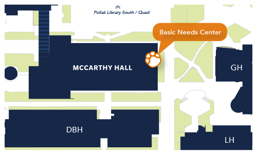 Campus Map of where the Basic Needs Center is located