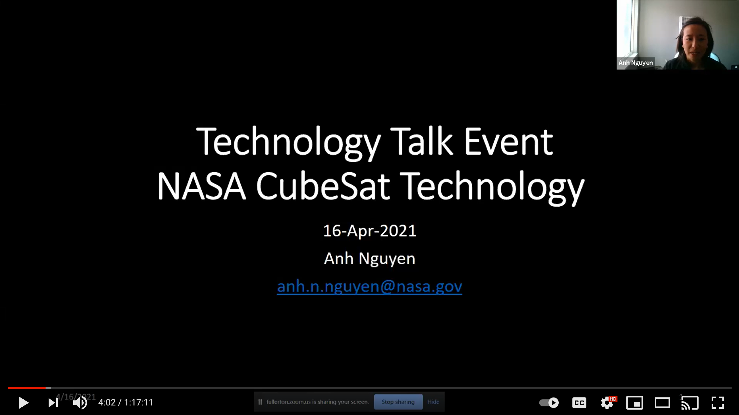 NASA CubeSat YouTube Video