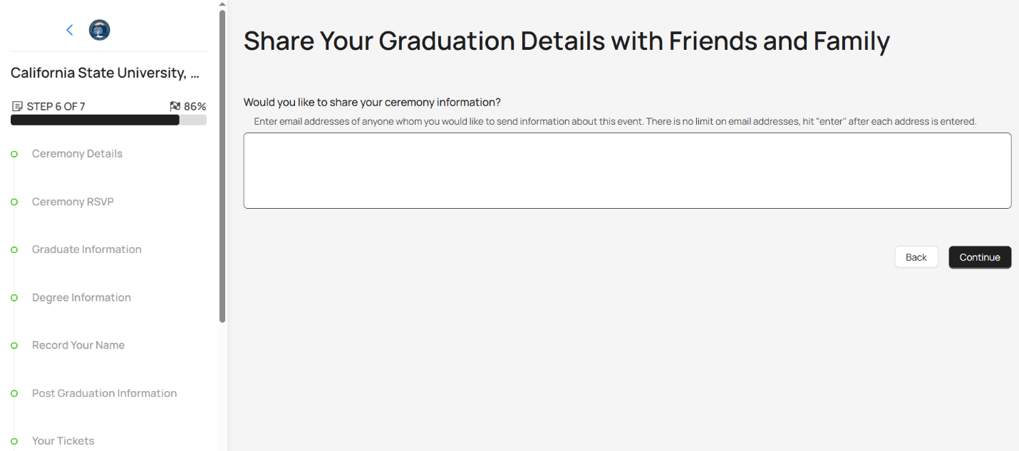 Share details with friends and family