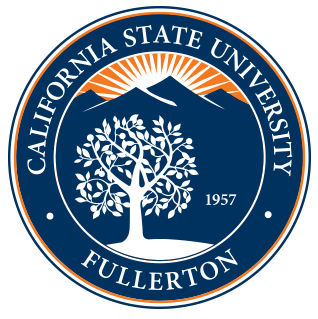 Official seal of California State University, Fullerton featuring a tree, mountain, rising sun, and the year 1957 within a circular emblem.