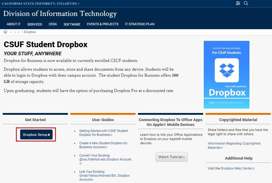 CSUF Dropbox Webpage