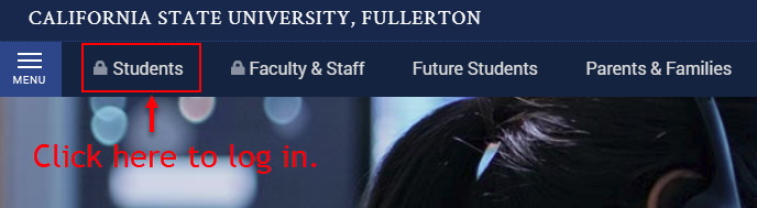 On Campus homepage, use Students link to access portal