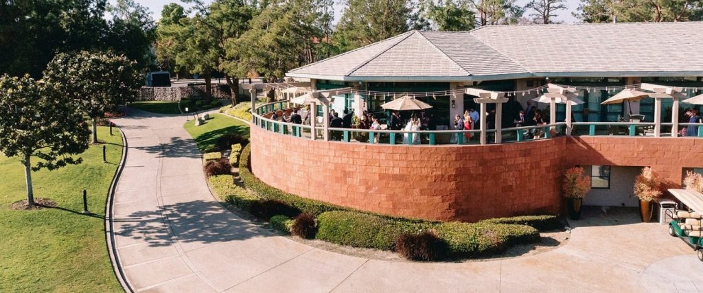 Aerial view of the outside of coyote hills golf course building