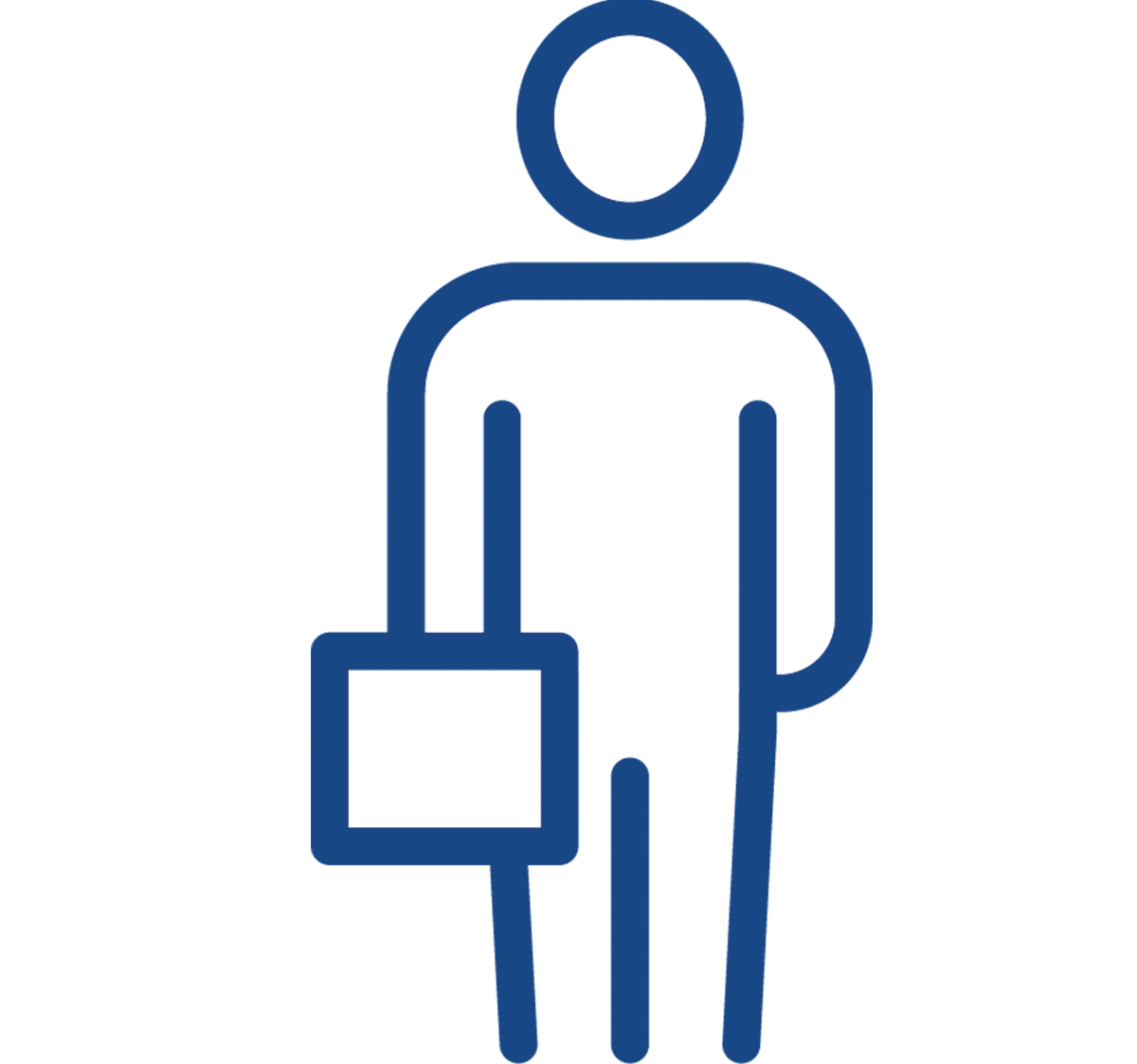 person icon holding case