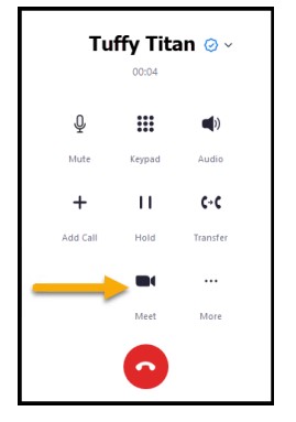 use the MEET icon on your phone or desktop app to turn a call into a meeting