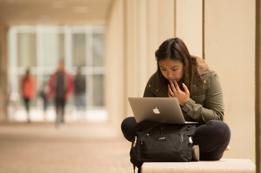 student on computer