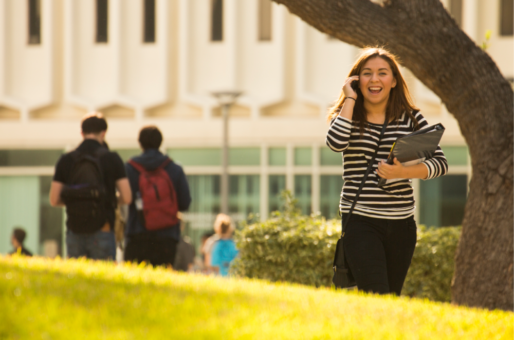 Student on phone